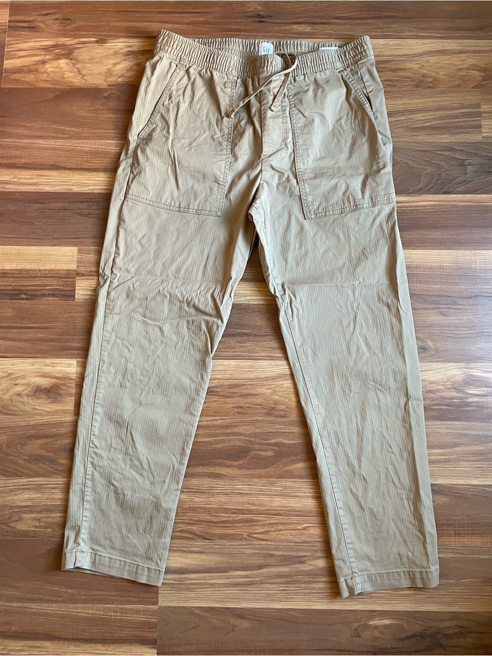Gap Women's Herringbone Twill Utility Easy Straight Pants Medium Khaki Brown